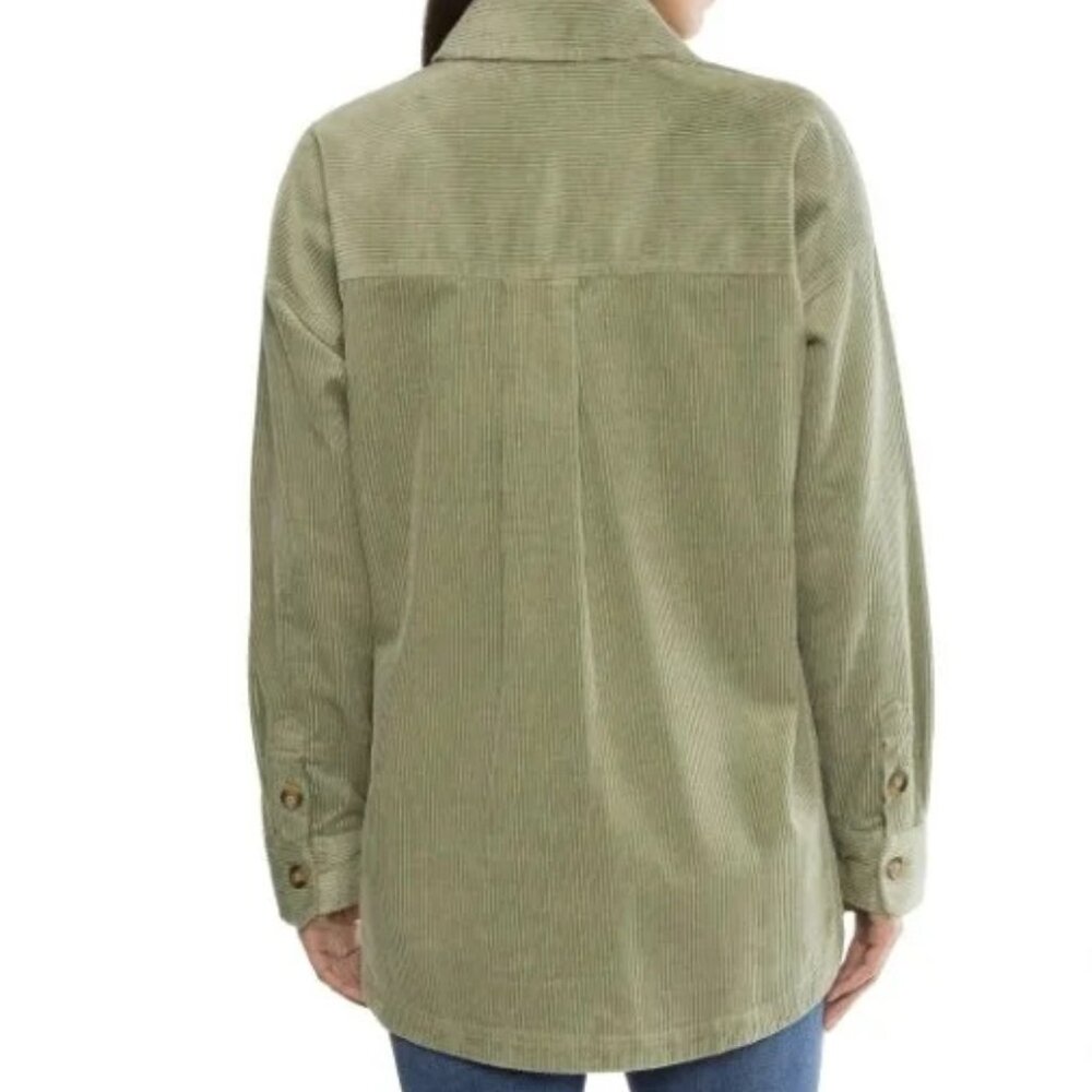 L.L. Bean Women’s Comfort Corduroy Relaxed Shirt Side Pocket Size MP Sage - Picture 3 of 11